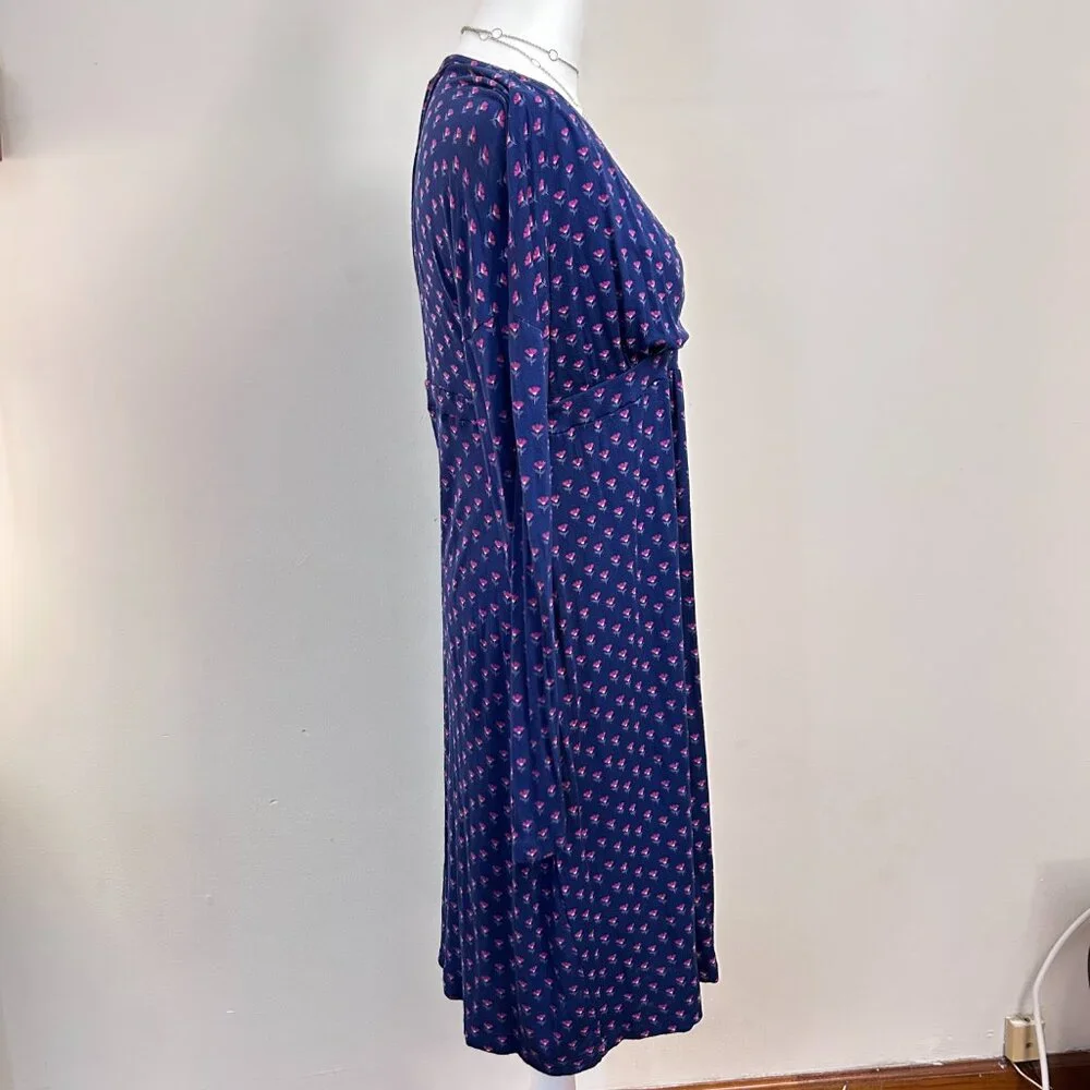 Nursing Dress JoJo Maman Bebe Maternity Navy Pink Floral Long Sleeve S - Picture 2 of 9